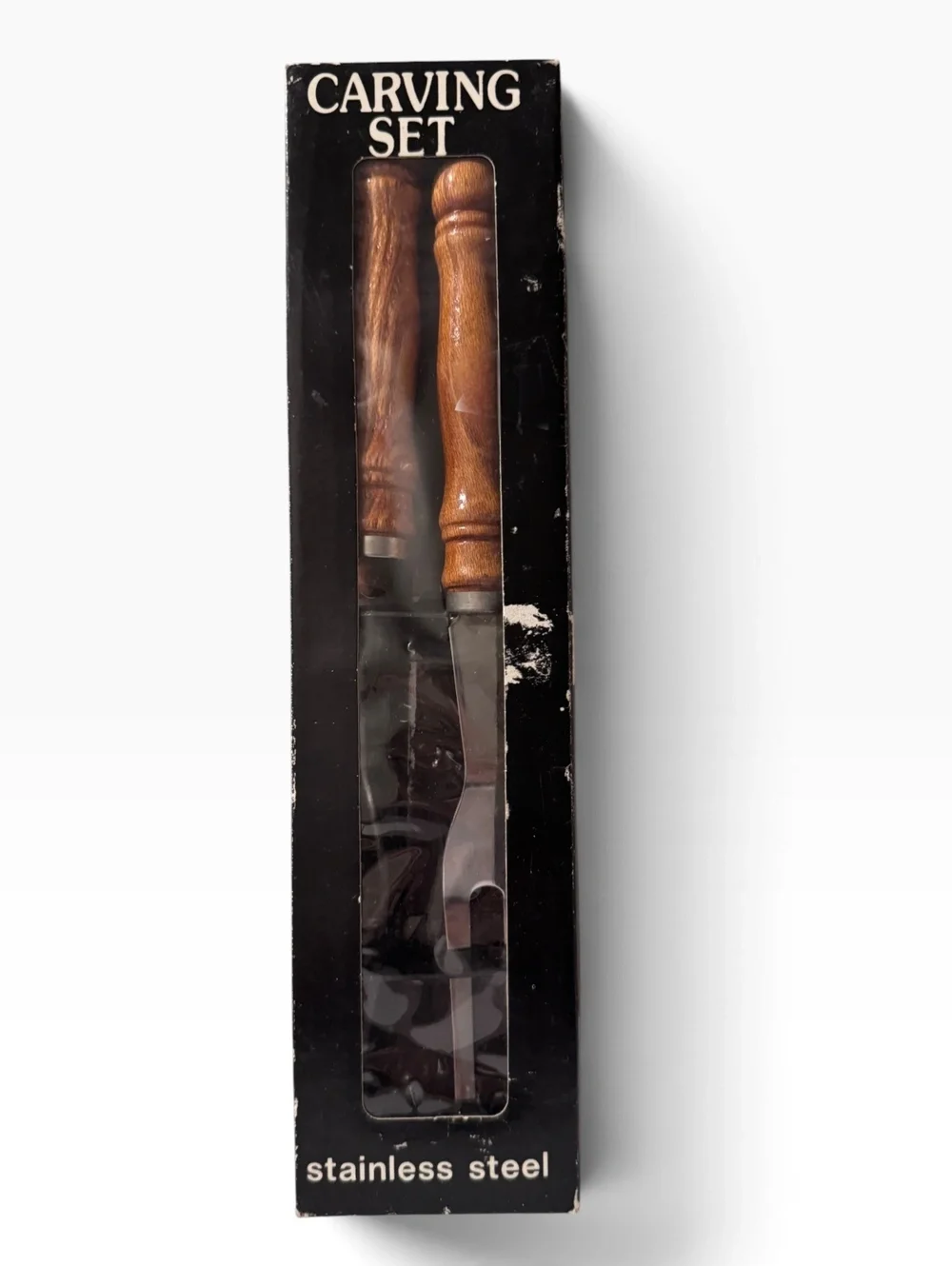 Vintage Carving Set with Wooden Handles and Stainless Steel Blades